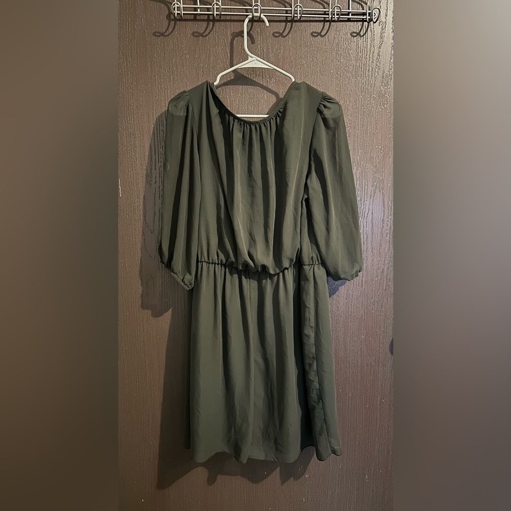Enfocus Studio Dark Green Long Sleeve Dress